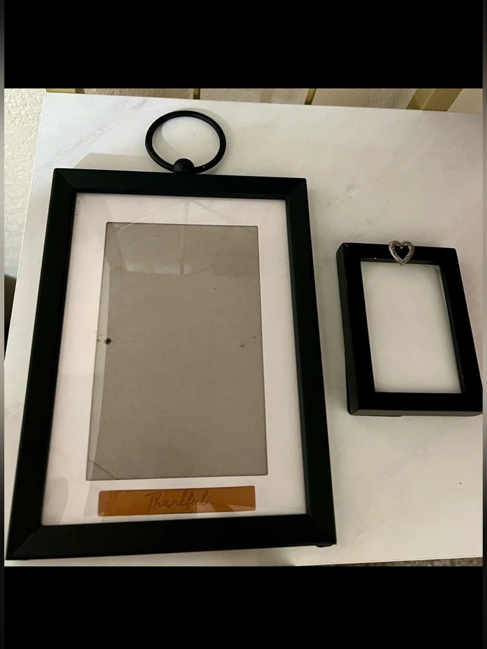 2 PC Picture Frame Set -Hanging Thankful and Desktop Filigree Heart